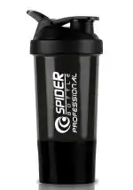 Zyro Spider Gym Shaker Bottle, Shakers for Protein Shake 500 Ml with 1 Storage Compartment Gym protein shaker for workout (Pack of 1,Black)