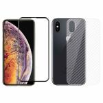 Kite Digital iPhone Xs MAX Back Screen Protective Film Carbon Fiber Skin Transparent Screen Guard Sticker + 5D/6D/11D/21D Black Premium Tempered Glass Screen Protector
