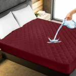 GADDA CO Waterproof Cotton Feel Quilted Mattress Protector cover King Size bed Breathable Hypoallergenic Ultra Soft Fitted Bed Protector 72x72 Inch Bed Cover (King 72x72 inch 6x6 ft, Maroon)