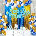 Zyozique Birthday Decoration for Boys Girls Blue and Gold Birthday Party Suppliers For Men Women Happy Birthday Decoration for 13th 15th 18th 19th 20th 21st 26th 30th 40th 50th 60th 70th (Pack of 35)