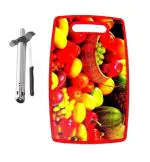 First Front Stainless Steel Regular Gas Lighter | Knife With Plastic Oval Chopping Board and Multicolour, Pack of 2