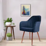 Vergo Plush Dining Chair Velvet Upholstery with Cushion Seat (Navy Blue)