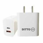 Ditto Hub 25 W PD Multiport Mobile Charger (White Colour PD+QC Adapter for IPHONE and Android Mobiles, CABLE NOT INCLUDED)