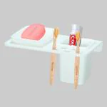 Sarvatr Acrylic Toothbrush Toothpaste Soap Dish Bathroom Organizer Stand 2-in-1 Holder