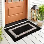 Faburaa Bathroom Mat for Outside Door, Used in Bathroom, Home (Radiance Square Black, 45x72 Cm)