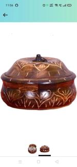 RAMYAMART Brown Wood Striped Casserole Chapati Box
