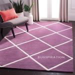 Rugspiration Cross Design Collection Dark Purple Blended Wool Hand Tufted Carpet For Living Room-Bedroom And Hall, 6 X 6 Ft