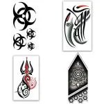 Temporary Tattoowala Om Trishul With God Ganesh With Trible Designs Pack of 4 Temporary Tattoo Sticker For Men and Woman Temporary body Tattoo (2x4 Inch)