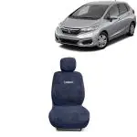 Kingsway Towel Fabric Car Seat Covers for Honda Jazz, 2018 Onwards Model, Material: 100% Cotton, Color : Grey, Complete Set of All Seats (Car Specific Front + Rear Seat Covers)