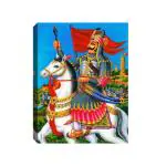 SHASWAT ART Maharana Pratap haldighati Beetle Canvas Painting with Wooden Box Frame for Living Room, Bed Room, Office, Hotels (46cm x 61cm)
