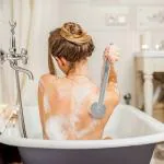 VM PARTNER Long Handle Liquid Bath Brush,Back Brush Long Handle for Shower,Multifunctional Soft Bristle Back Body Bath Scrubber,with Gel Storage Groove for Shower,for Wet or Dry Brushing