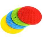 PARAMDHYEY Silica Gel Anti Hot Heat Resistant Round Pot Holder Disc Pads Car Dashboard Pad Dining Table Mat Placemat Coasters, Assorted Colours, Multicolour, Silicon, Holder, Small, (PACK OF 1)