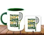 Whats Your Kick Tennis Theme Design Printed Dark Green Ceramic Coffee Mug with Desky and Tea Mug 325 ML