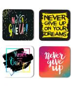 Whats Your Kick Positive Thinking Never Give Up on Your Dreams Quotes Printed Set of 4 Coaster With Metal Stand