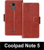 Sbms Coolpad Note 5 Brown Artificial Leather Shock Proof Flip Cover