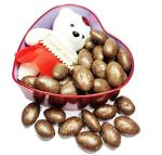 Fabbites Anniversary Heart Shape Red Metal Box Chocolate With Teddy 12 X 12 Cm