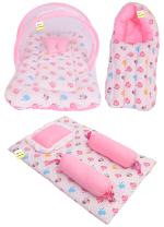 KwitchyNew Born Baby Boy’s & Baby Girl’s Bedding Set Mosquito Net Bed Sleeping Bag and Gaddi Set (0-6 Months)