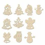 Incredible Gifts Unifinished DIY Christmas Tree Ornaments for Decoration at Home - Christmas Décor (Wood, Set of 10 pc)