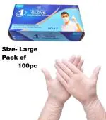 MEDROYAL NO.1 GLOVE Clear Vinyl Examination Gloves | Large Size | Disposable Gloves for Food Handling, Medical & Cleaning Use | Comfortable, Latex-Free & Non-Sterile Hand Protection | Pack of 100 Pcs