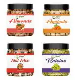 PIYOR Natural Premium Quality 800 g Dryfruits Combo Pack of 4 Almonds, Apricots, Nutmix, Raisins(4X 200g)