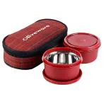 SOPL-OLIVEWARE Deniz Leak Proof Red Stainless Steel Lunch Box with Bag - 900 ml
