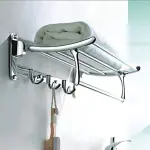 Plantex Stainless Steel Folding Towel Rack for Bathroom/Towel Stand/Hanger/Bathroom Accessories(18 Inch-Chrome)