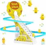 Zyamalox Little Toys Assorted Plastic Electric Duck Track Climbing Stairs with Music Slide Toys