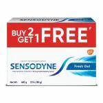 Sensodyne Toothpaste Fresh Gel Combo pack, Sensitive tooth paste for daily sensitivity protection, 450 gm multi-pack (150 gm - Buy 2 Get 1 free)