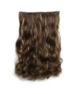 LYTIX Golden Highlight Synthetic 5 Clips Based Long Curly Casual Hair Extensions 24 inch