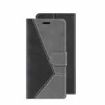 ClickCase Trendy Dual Shade Series For Sony Xperia C5 Ultra Grey and Black Faux Leather Mobile Wallet Flip Cover