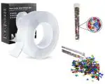 SCENTY NANO TAPE Gel Tape Double Sided Grip Tape for Walls Washable Reusable Strong Sticky Strips balloon With Multicolor Glitter Flakes Stars,Moon & Heart Shapes Art and Craft DIY kit
