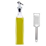 BMG IMPORT EXPORT Glass Oil Dispenser Bottle for Kitchen with Stainless Steel Slicer for Kitchen | Vinegar Dispenser, BPA Free, Salad Dressing Cruet Glass Bottle Olive Oil Bottles Dispenser (500ml )Pack Of 2