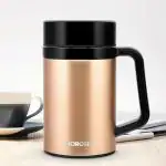 Borosil Hydra Easygo 410 ml Stainless Steel Double Wall Vacuum Insulated Mug | 5 Hours Hot & 5 Hours Cold | Bronze