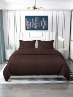 Nendle Brown Solid Fleece Warm Bedsheet for Double Bedsheet with 2 Pillow Cover (90 by 100 Inches)