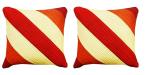 Etsibitsi Multicolor Silk Garnet Stripes Zipper Cushion Cover, 16X16 Inches (Pack Of 2)