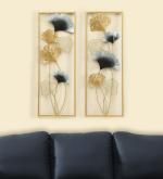 vedas Metal Multicolour Wayanad Leaf Set of 2 Metal Wall Art Home Decor for Living Room Office Bedroom Hotel (11 * 30 Inch)