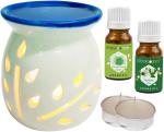 PeepalComm Ceramic Aroma Diffuser with Jasmine Lemongrass Aroma Oil & 2 T-Light Free Aroma Oil, Diffuser (5 x 4 ml)