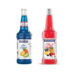 Manama Blue Curacao Syrup and Mix Fruit Syrup | 750ML Each | Mixer for Mocktails, Cocktails, Drinks, Juices, Beverages | Pack of 2