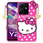RJR Vivo Y22, Y22s, Y35 Back Case Cover for Girls | Hello Kitty | Partywear | Designer | Case Cover Compatible for Vivo Y22, Y22s, Y35-Pink