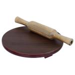 KAVISHRAJ Wooden Chakla with Balen Set for Making Roti Khichda Papad Kitchen Cooking Tools (Light Brown, 10 Inch)