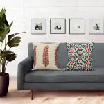 PLAN B Presents The Premium Collection of Hand Embroidery Modern Art and Traditional Motif Combination Design Covers 18 inch x 18 inch Pack of 2