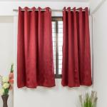 Parda Online Maroon Diamond Blackout Floral Eyelet Plain Window Curtain 5ft, (Pack of 2)