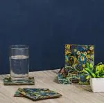 Ambbi Collections Ethinic Wood Tea, Coffee Coasters With Stand 10*10 cm - Pack of 6