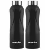 Snapple BREEZE Stainless Steel Single Wall Fridge/Gym/Home/Office Water Bottle 1000 ml Bottle  (Pack of 2, Black, Steel)