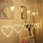 NSCC 130 LED Heart Shape String Lights with 8 Flashing Modes Decoration (12 Hearts, Warm White)