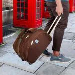Frontsy Polyester 50 cms 20 inch Travel Duffle Bags with Trolley Luggage (Brown)