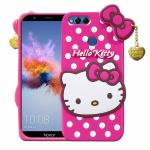 Indiacase Honor 7X Pink Rubber Shock Proof, Dual Protection, Silicone, 3D Catoon Kitty, Shock-Absorbent, Wireless Charging Compatible Cases & Covers