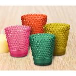 The Purple Tree Hobnail Glass Candle Votive Holder For Christmas (Pack of 4, Multicolor) Christmas Decoration, Best Christmas gift, Christmas candle holder, Tealight candle holder