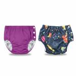 Chinmay Kids Combo of Baby Swim Diaper Waterproof Reusable Leakproof Adjustable Infant Pool Pant Boys Girls Swimsuit, Age Group - (4 months - 3 Years) | Purple Space Print