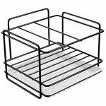 Zeinwap Sponge Holder Soap Drain Storage Rack Kitchen Sink Organizer Tools Rag Dishcloth Brush Holder Iron Shelf Bathroom Organizer-Black